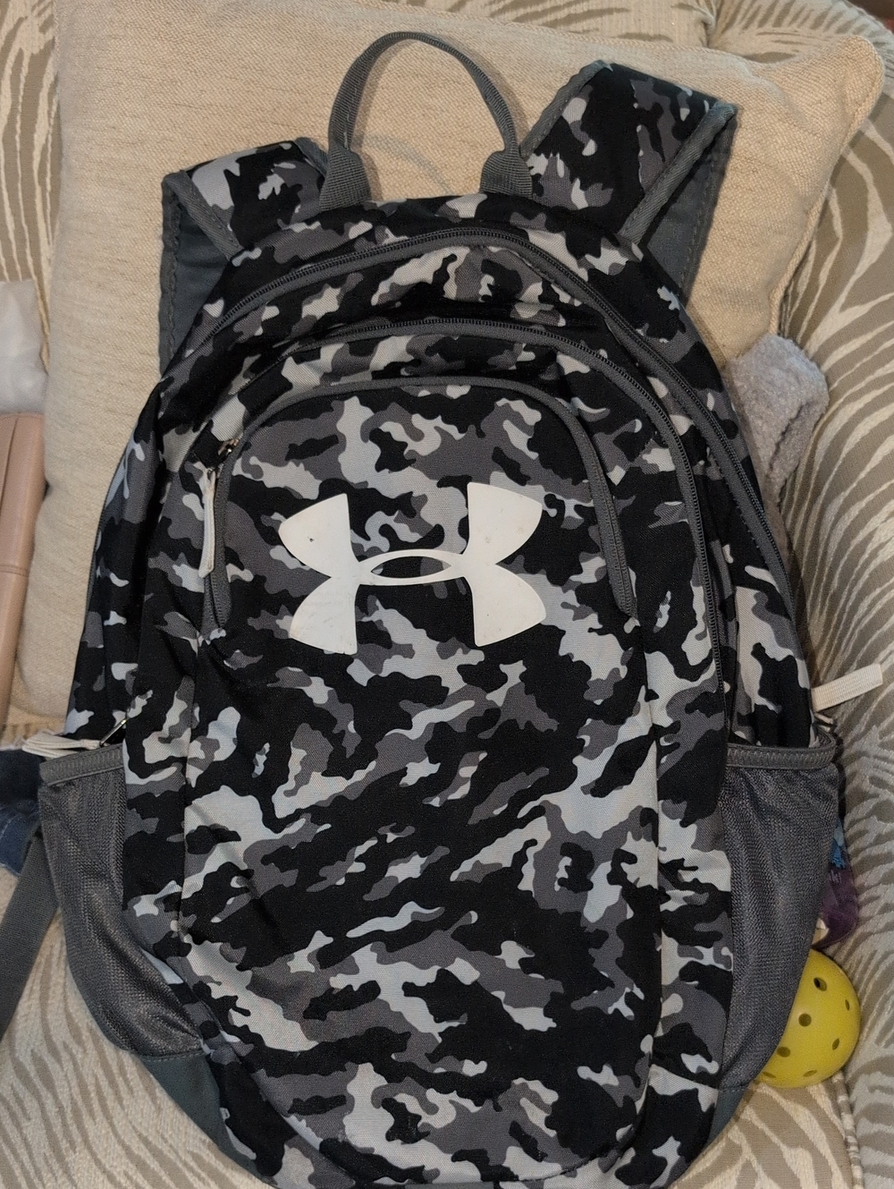 Under Armour Black & Gray Camo Backpack with White Logo